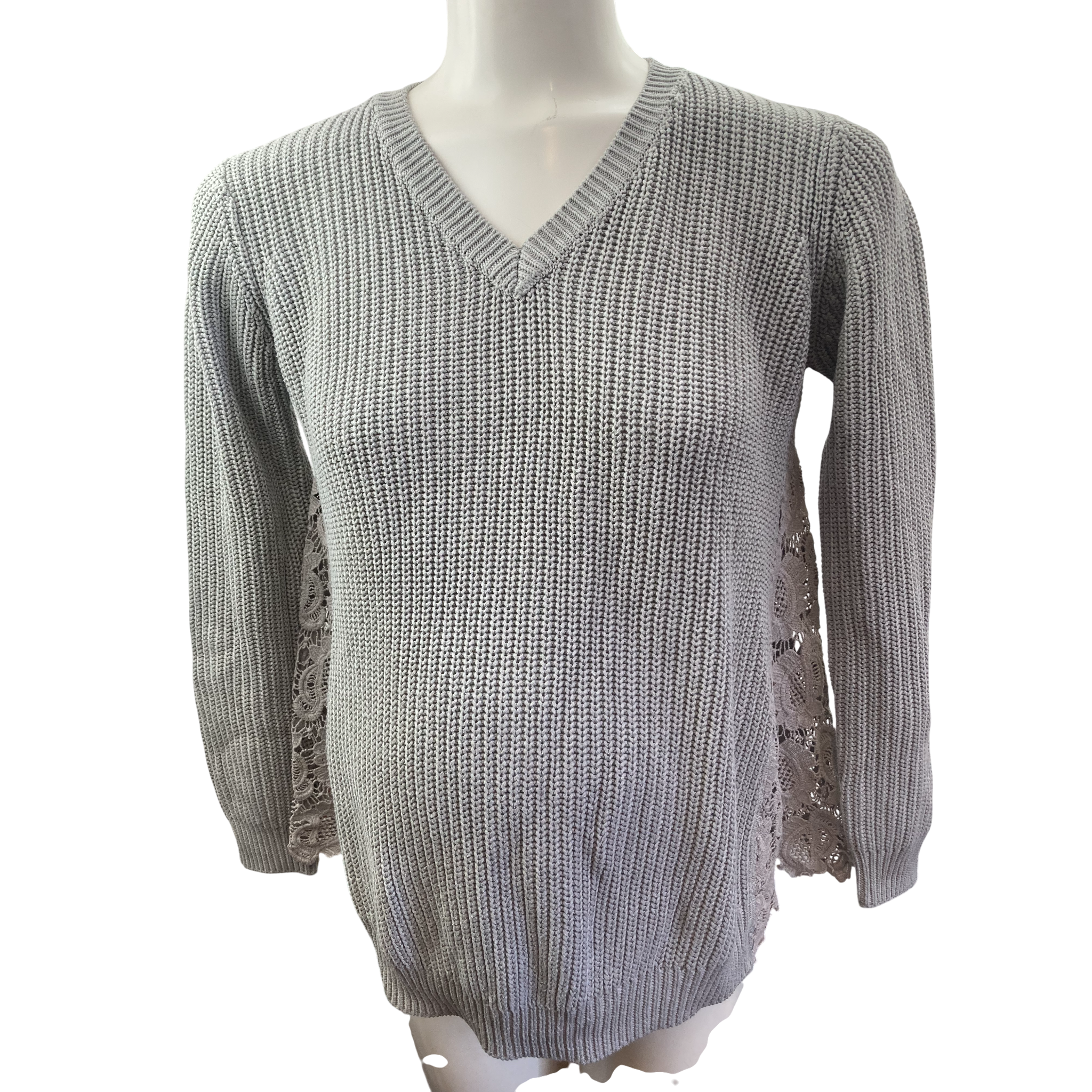 UK 10 Grey Knit & Lace Detail Maternity Sweater - ASOS