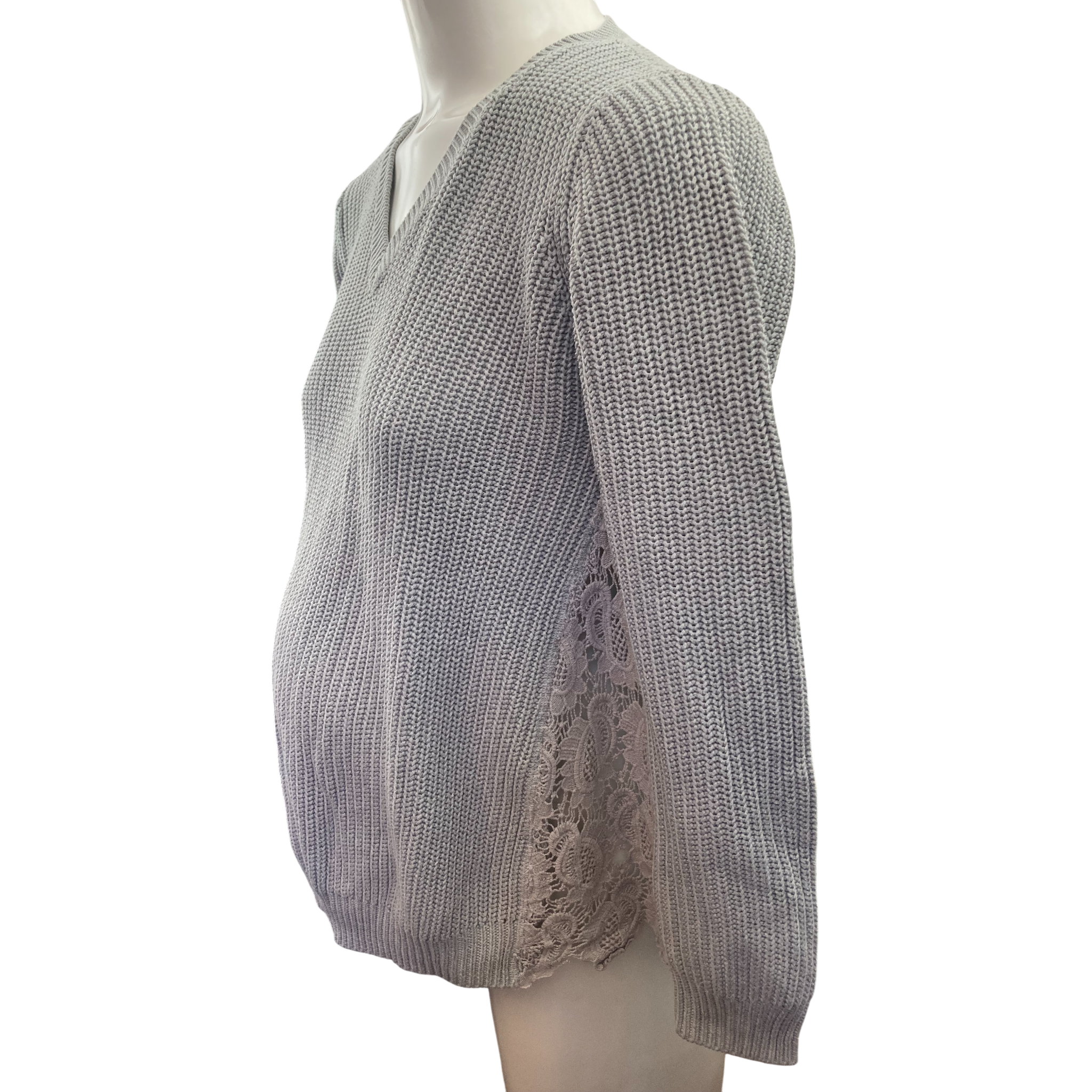 UK 10 Grey Knit & Lace Detail Maternity Sweater - ASOS
