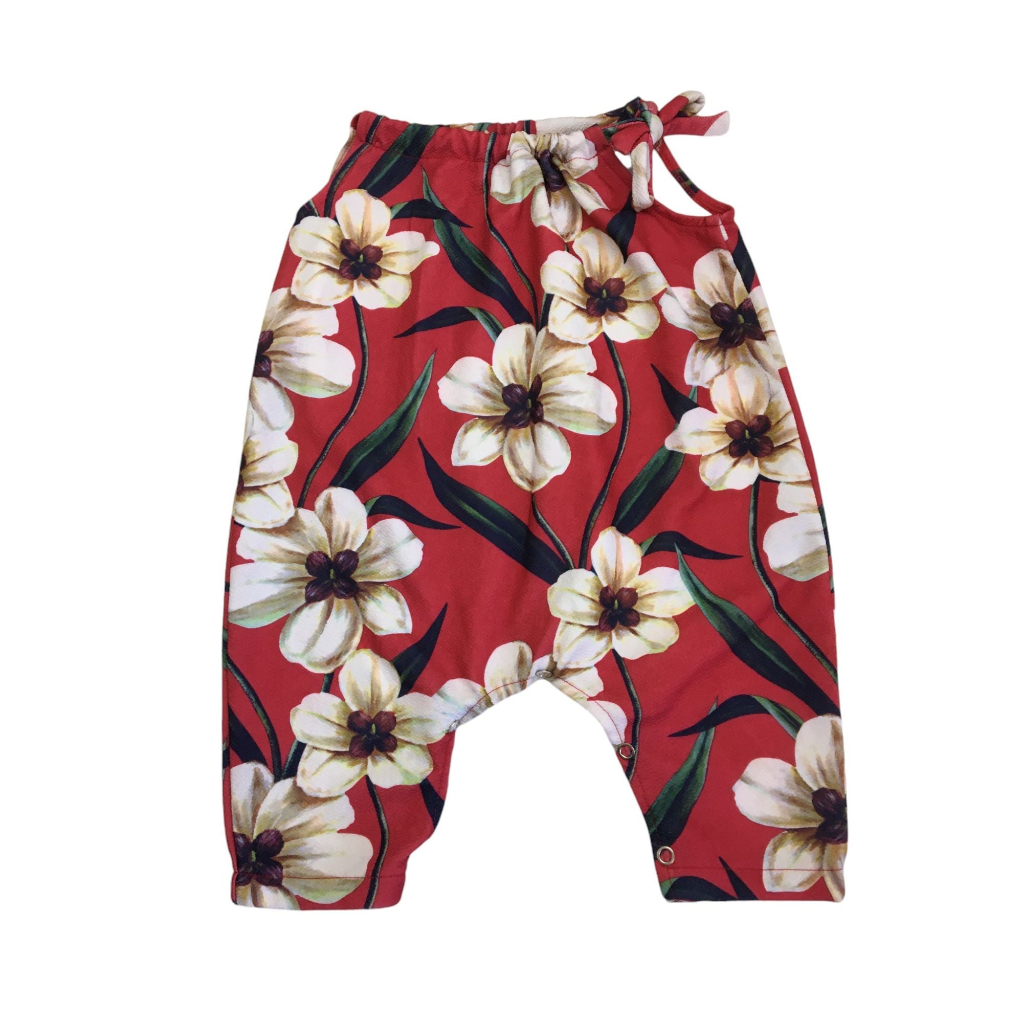 6-12M Red Floral Halterneck Jumpsuit - Everly Joy