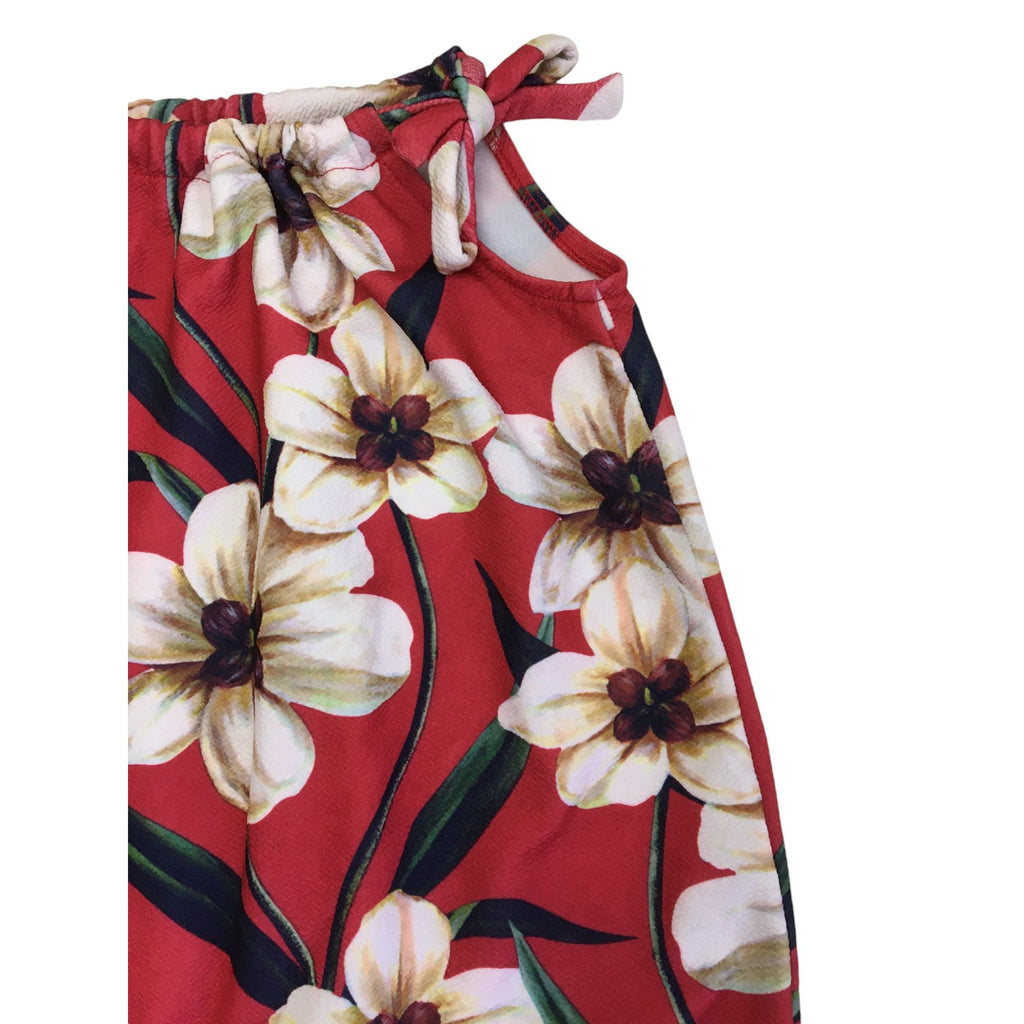6-12M Red Floral Halterneck Jumpsuit - Everly Joy