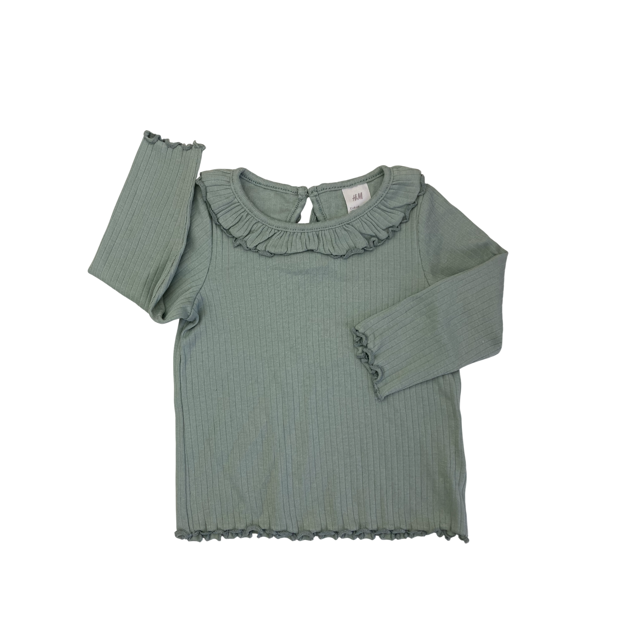 UK 4-6M Mint Green Ruffled Collar Top - H&M