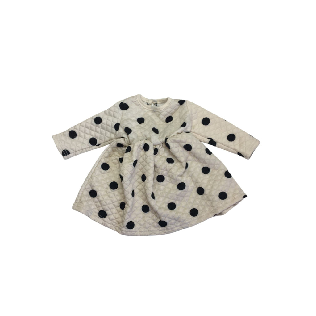 3-6M Cream & Black Dotted Quilted Dress - Mr Price
