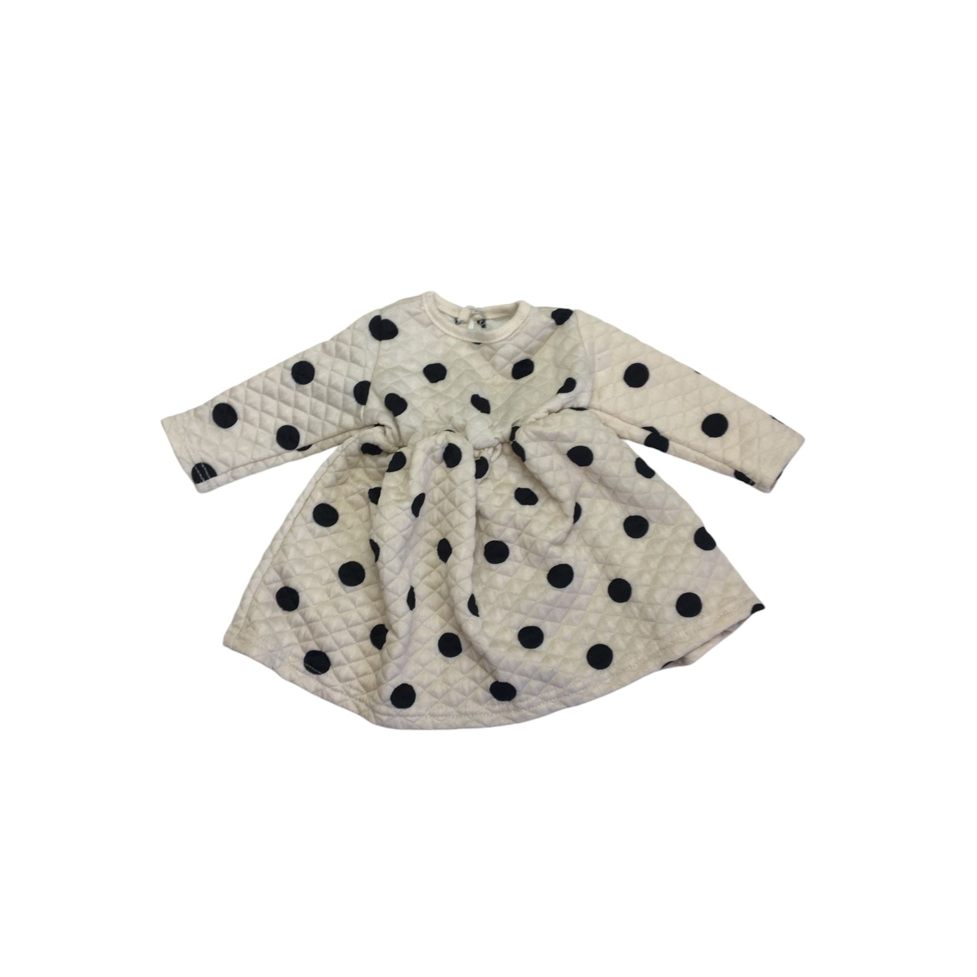 3-6M Cream & Black Dotted Quilted Dress - Mr Price