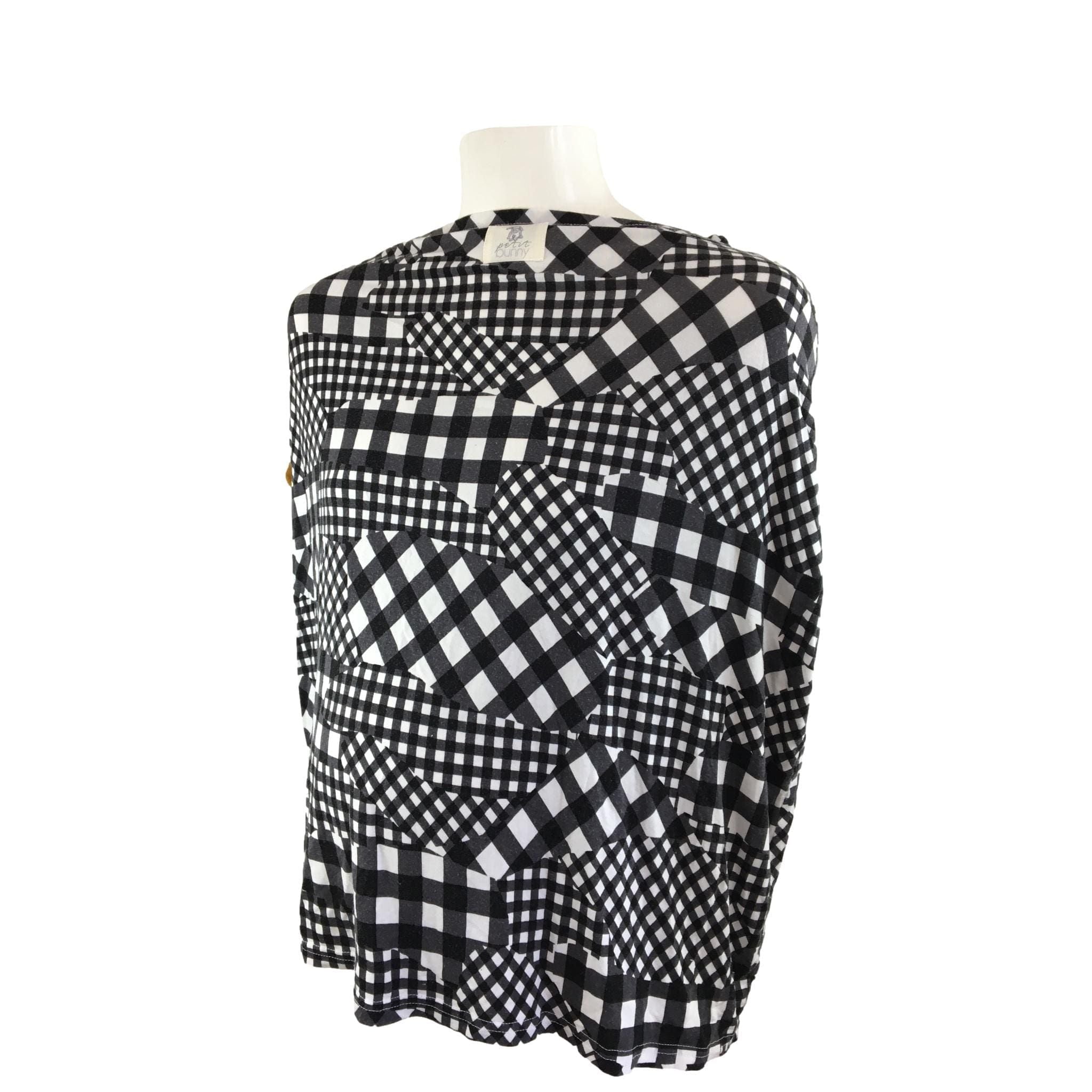 One Size - Black & White Check Nursing Cover - Petit Bunny