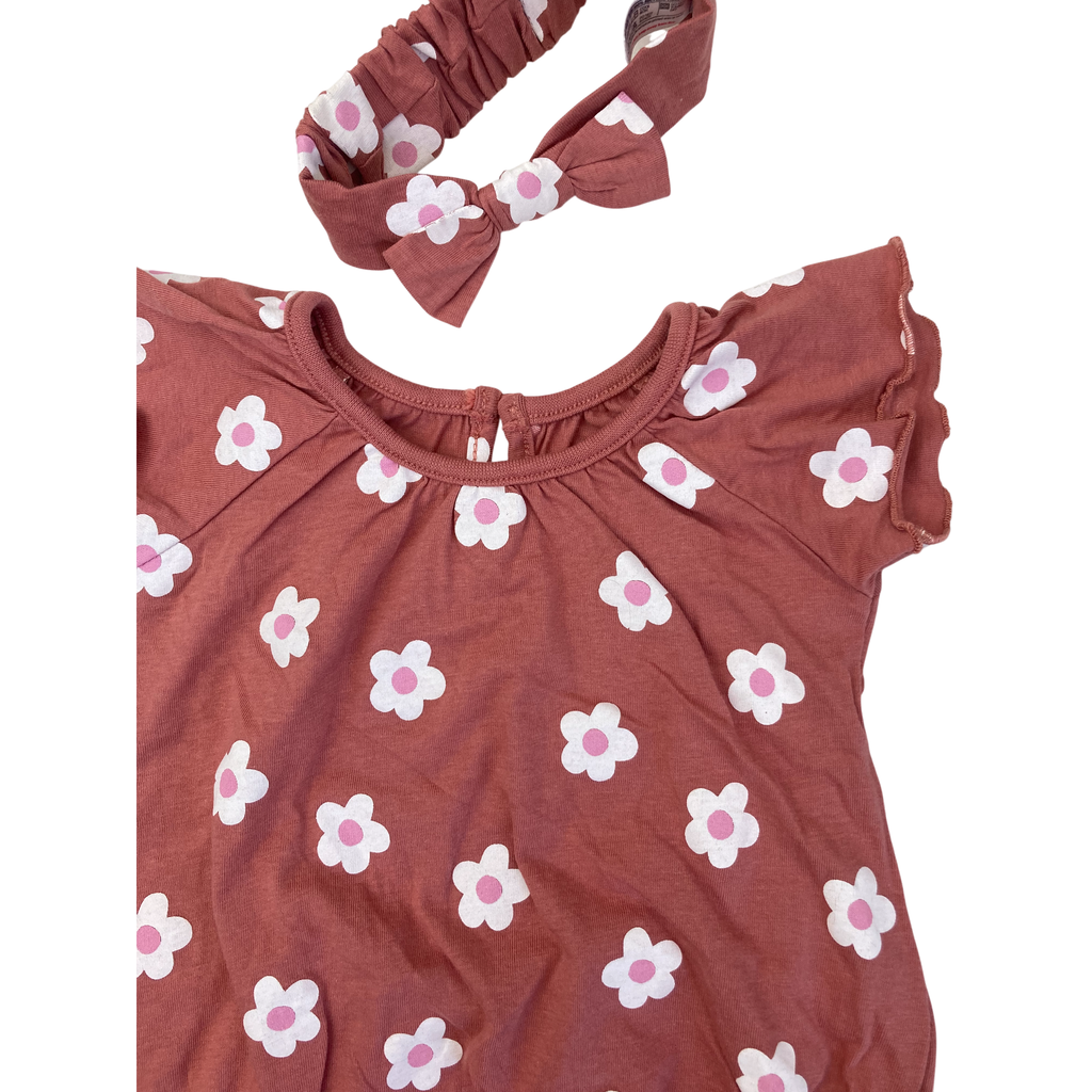 1-3M Rose Pink Daisy Romper & Headband - Woolworths