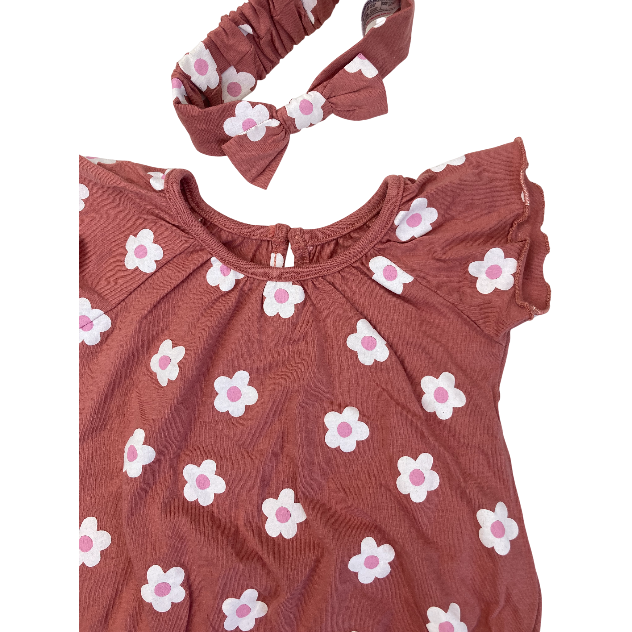 1-3M Rose Pink Daisy Romper & Headband - Woolworths