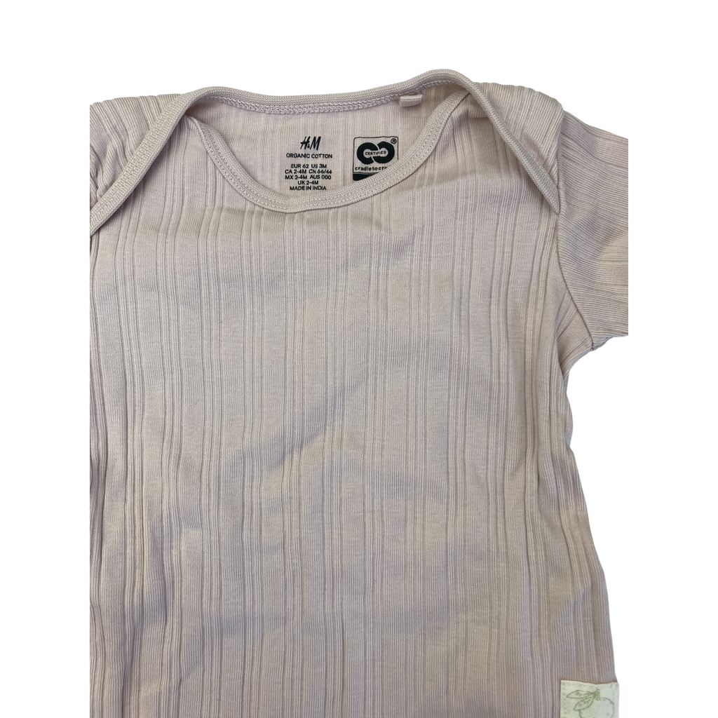 UK 2-4M Light Pink Organic Cotton Ribbed Pink Bodysuit - H&M