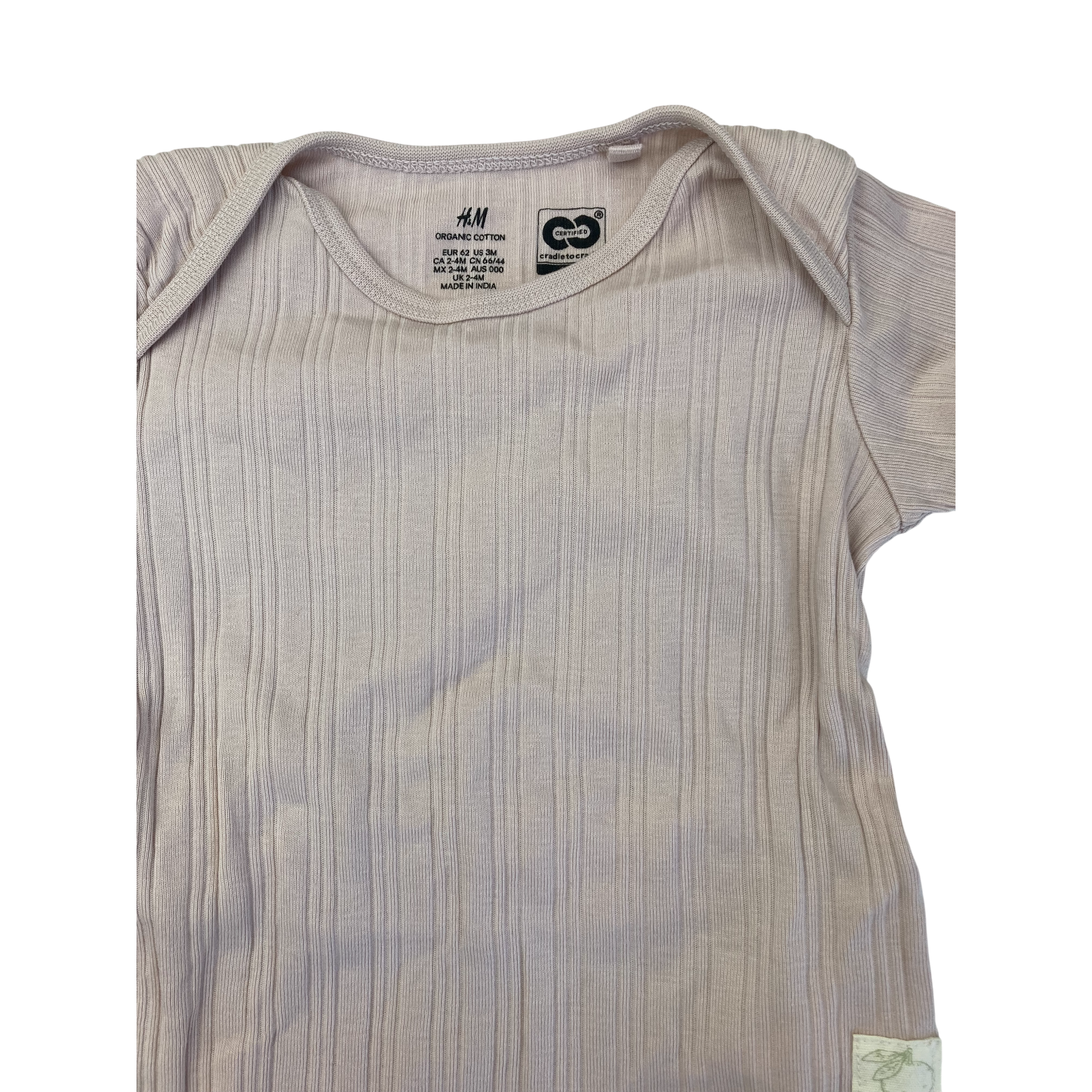 UK 2-4M Light Pink Organic Cotton Ribbed Pink Bodysuit - H&M