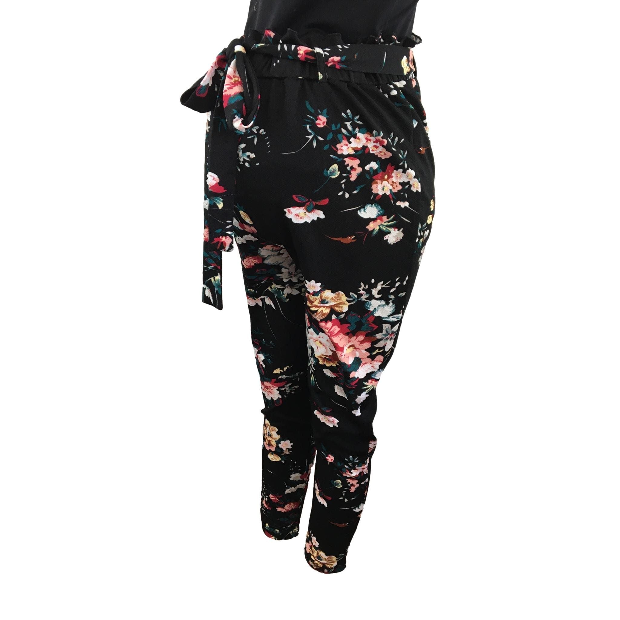 US Size 6 - Black Floral Maternity Pants - Shein