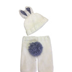 Newborn Cream & Grey Knit Bunny Leggings & Beanie - Shein