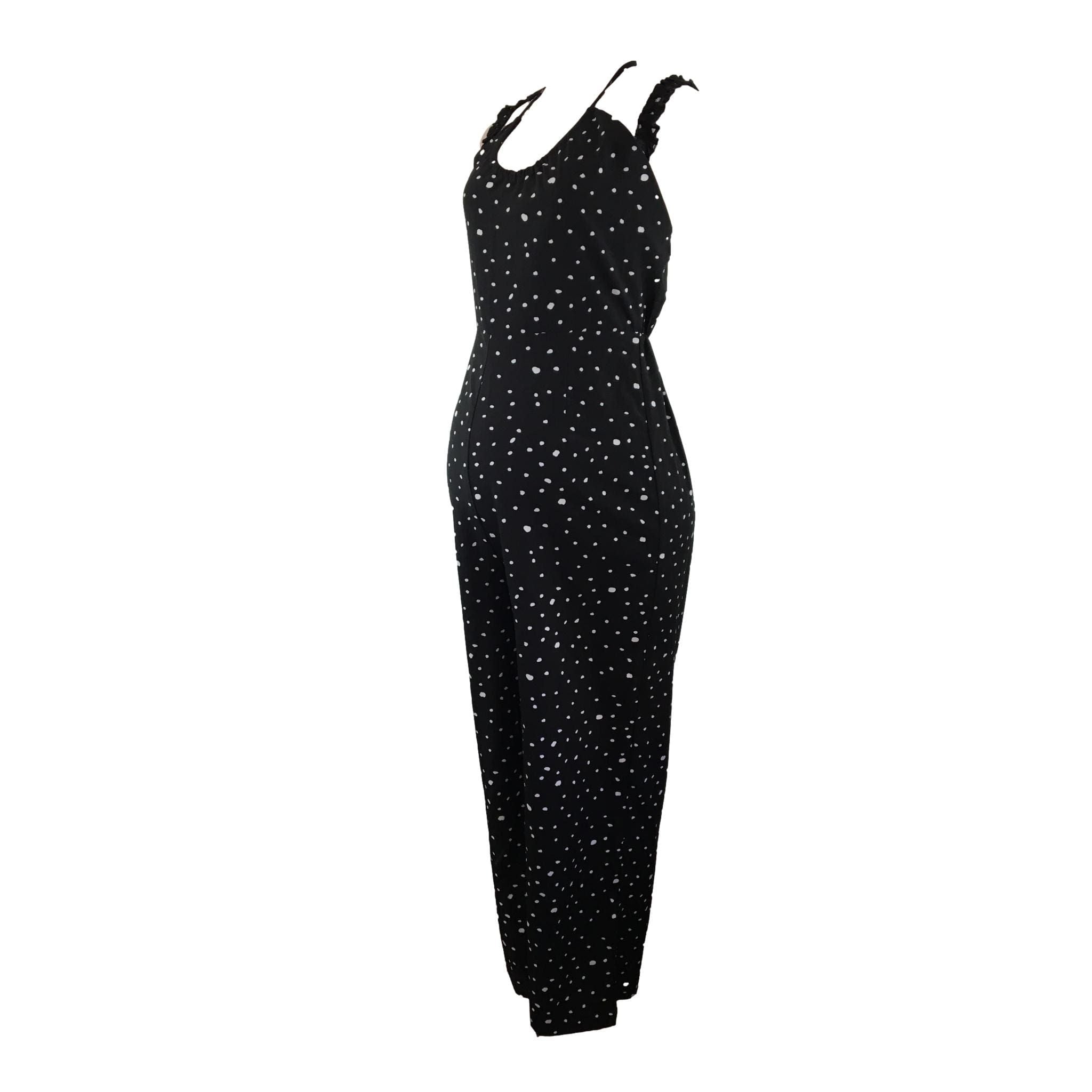 Size UK 8 - Black & White Dotted Maternity Jumpsuit - Glamorous Bloom