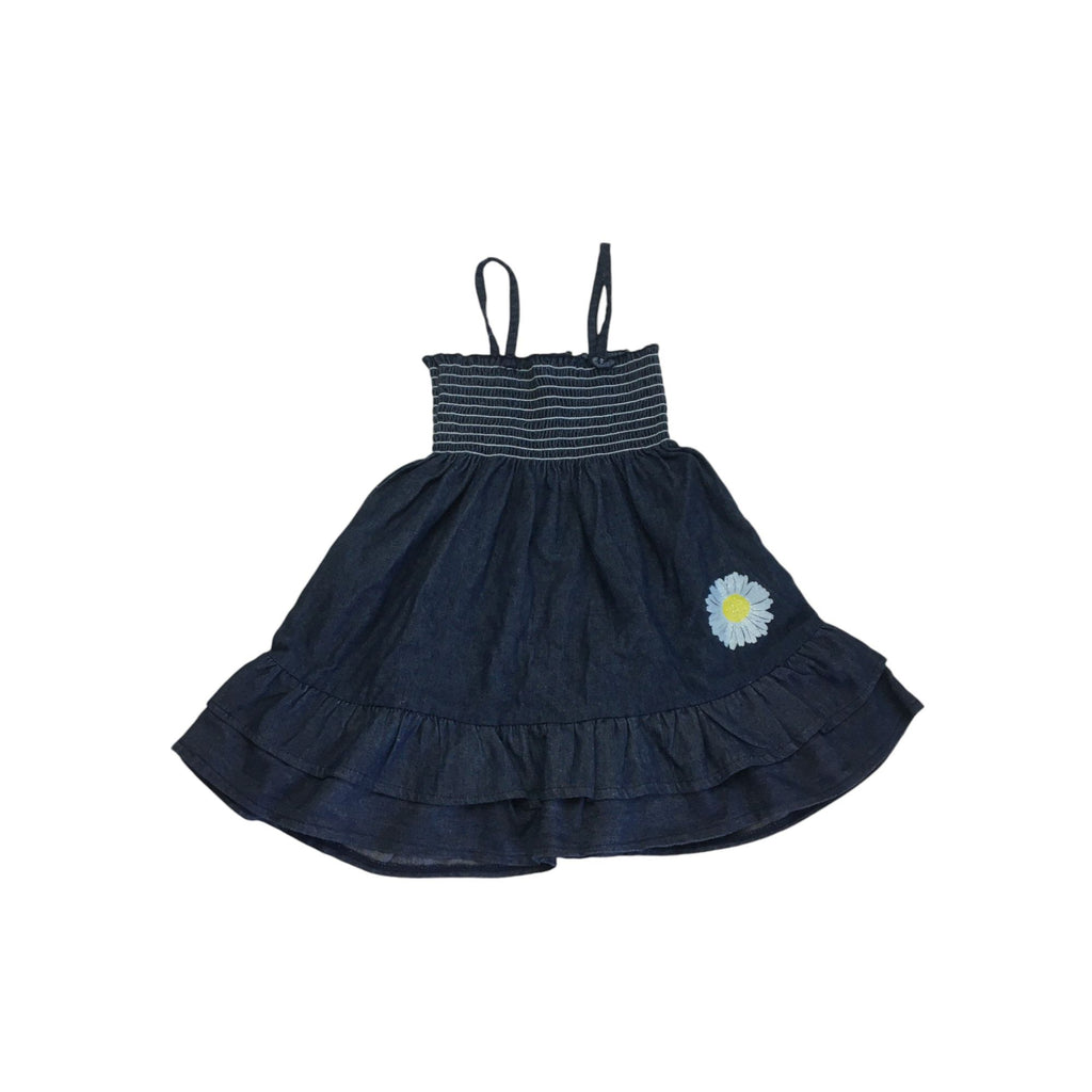 12-18M Dark Blue Denim Shirred Dress