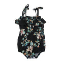 Newborn Black Floral Easy Waist Romper - Tiny Necessities