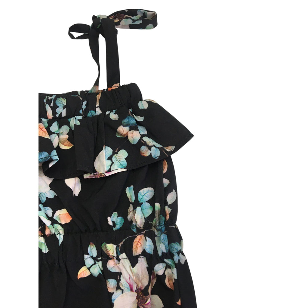 Newborn Black Floral Easy Waist Romper - Tiny Necessities