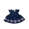 0-3M Dark Blue Denim Butterfly Trim Dress - OneTwoThree