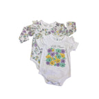 0-3M White & Lilac Wild Flower Bodysuits - Clicks
