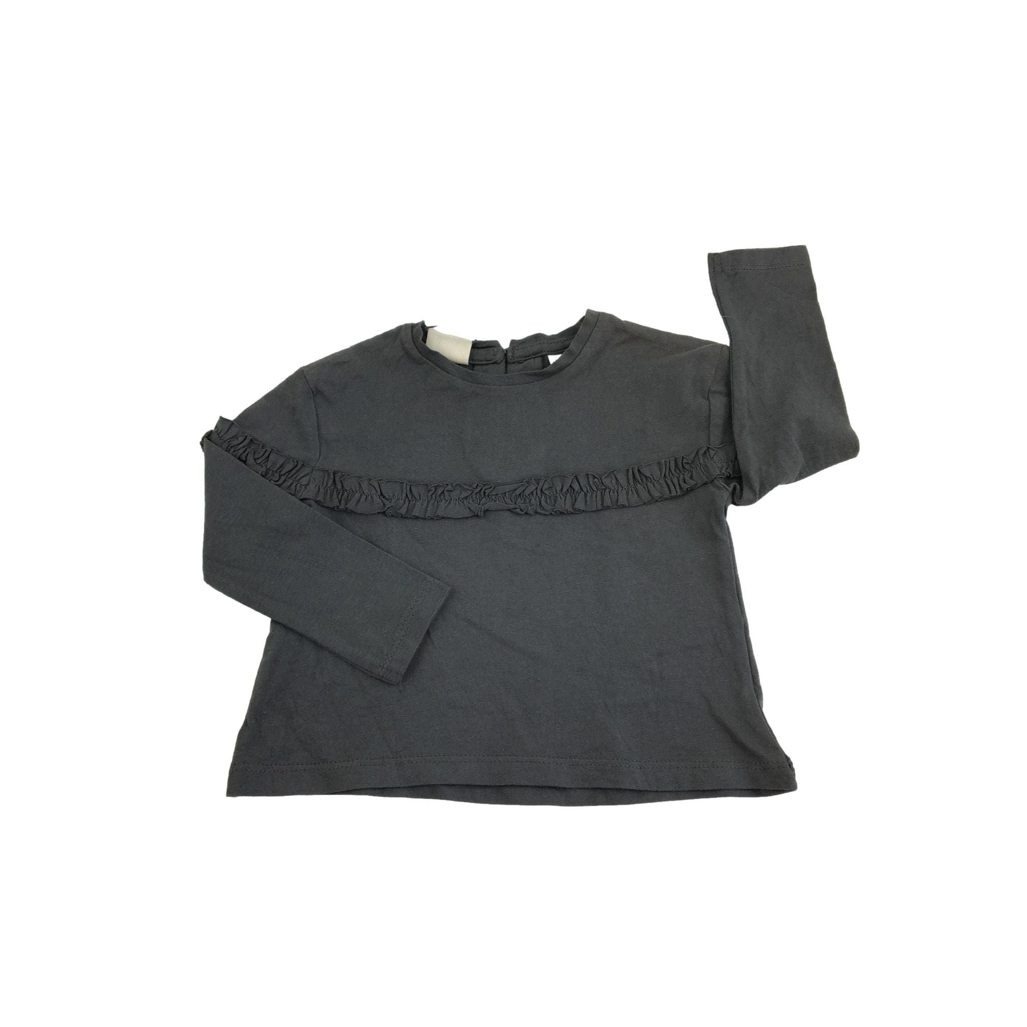 3-6M Grey Frill Long Sleeve Top - Zara