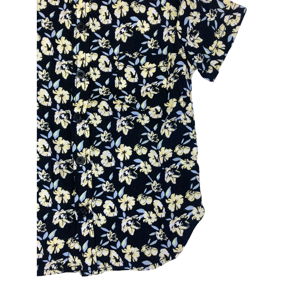4-5Y Black Floral Viscose Button Shirt - Waga Dude