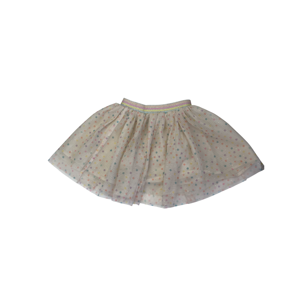 3-4Y Beige Pastel Dotted Tulle Skirt - Real