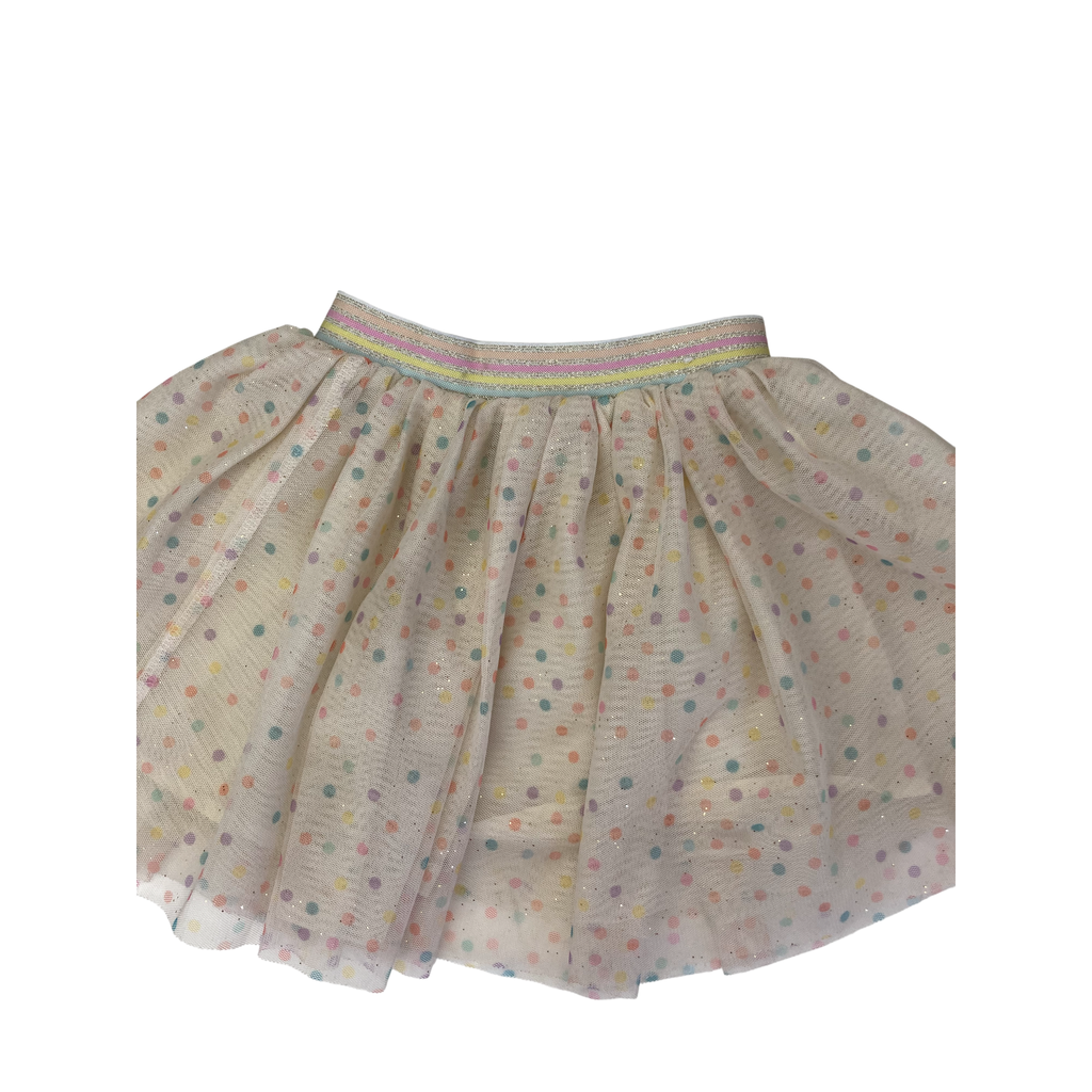 3-4Y Beige Pastel Dotted Tulle Skirt - Real