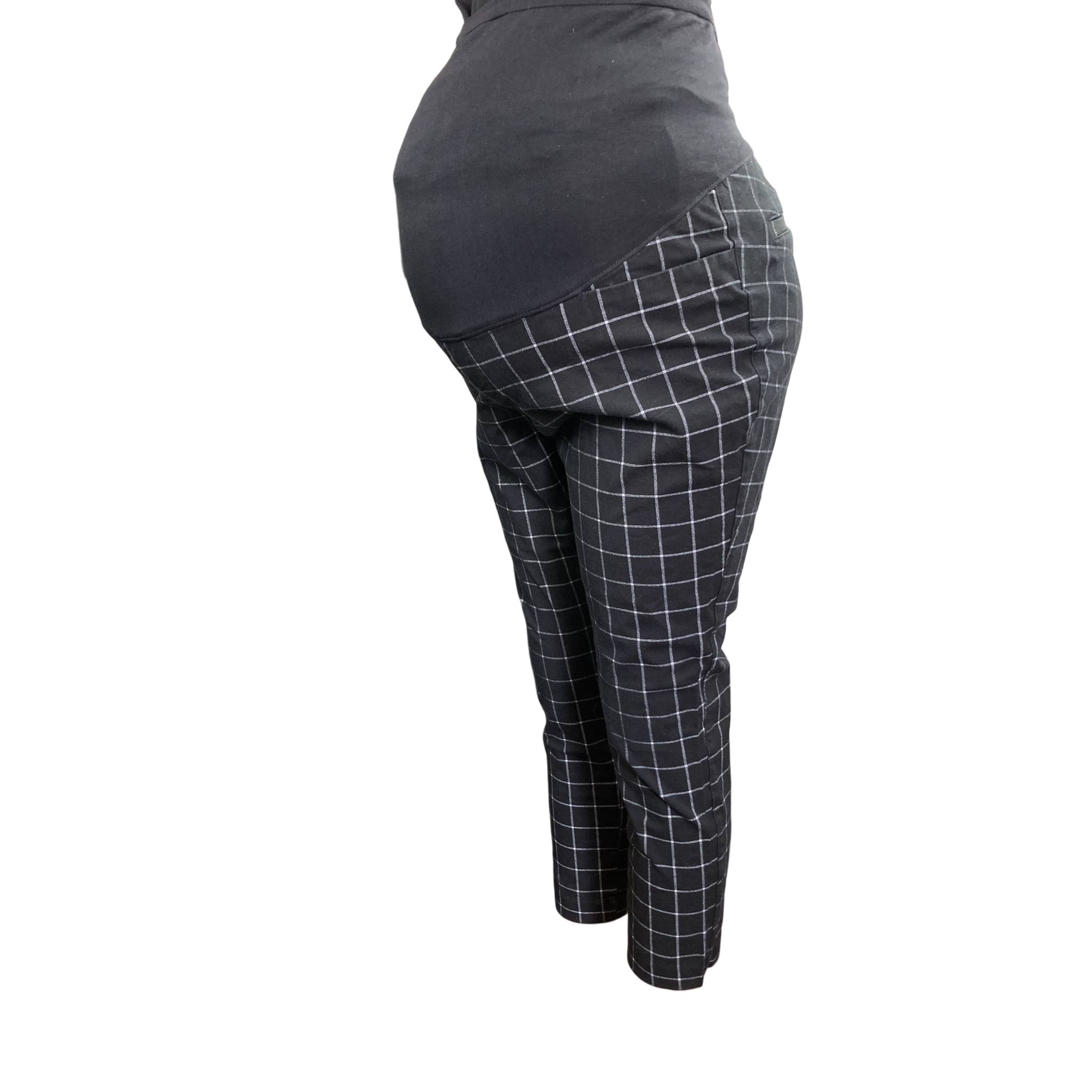 Size 11 - Black & Grey Grid Maternity Chino Pants - Old Navy