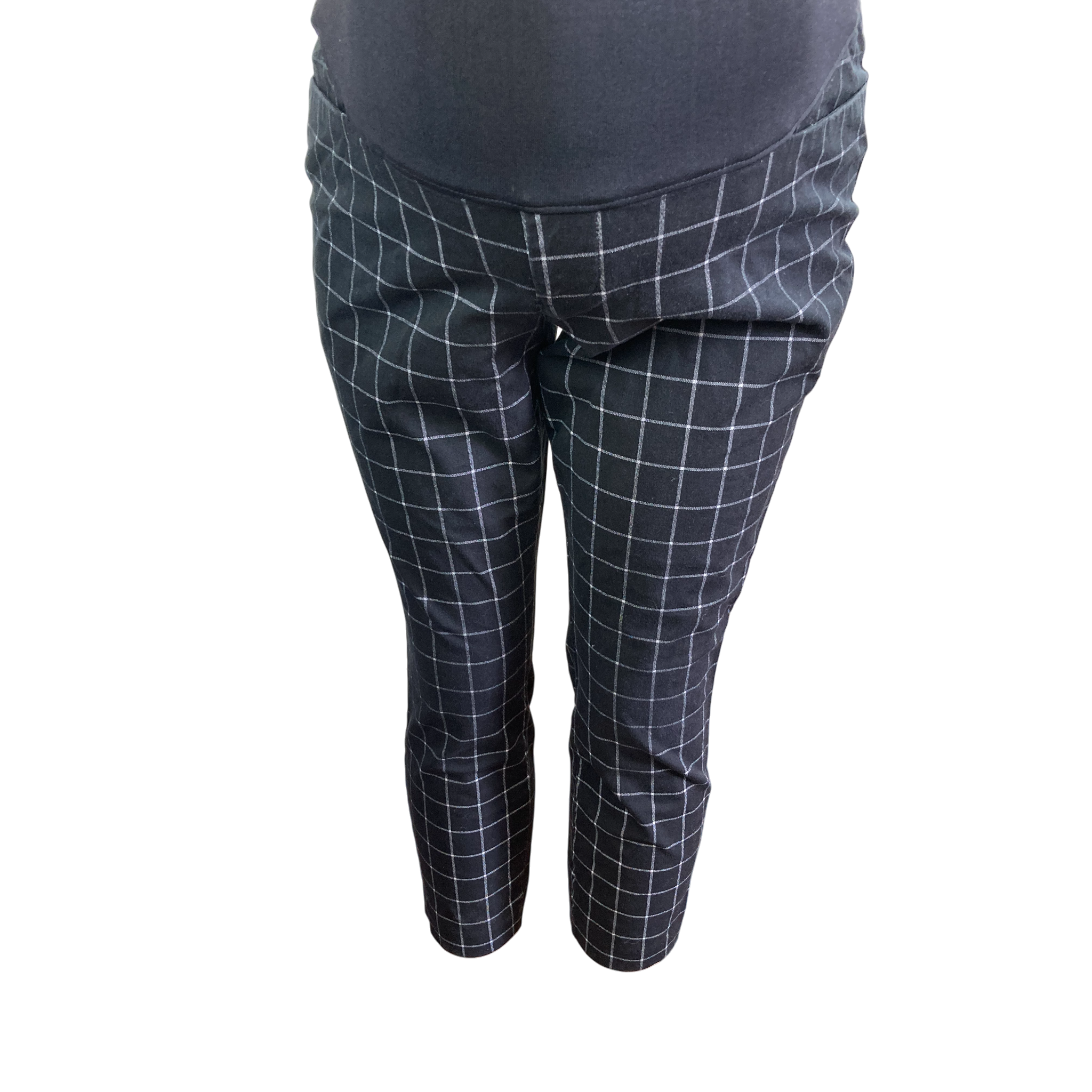 Size 11 - Black & Grey Grid Maternity Chino Pants - Old Navy