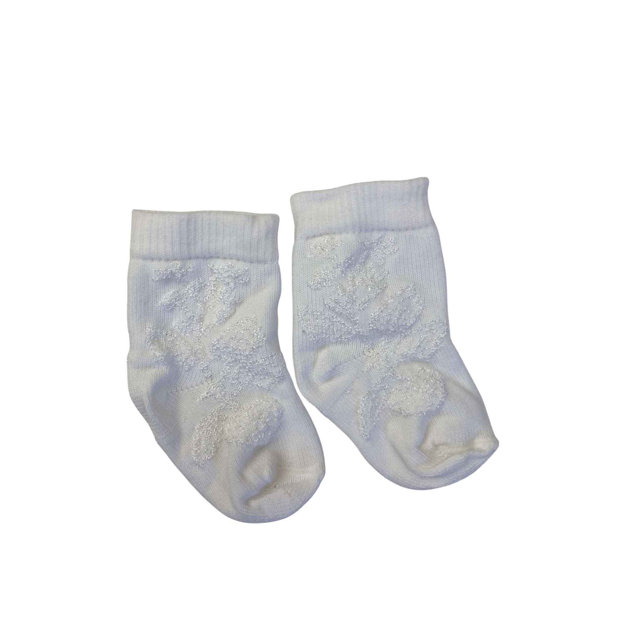 0-3M Cream Embossed Socks