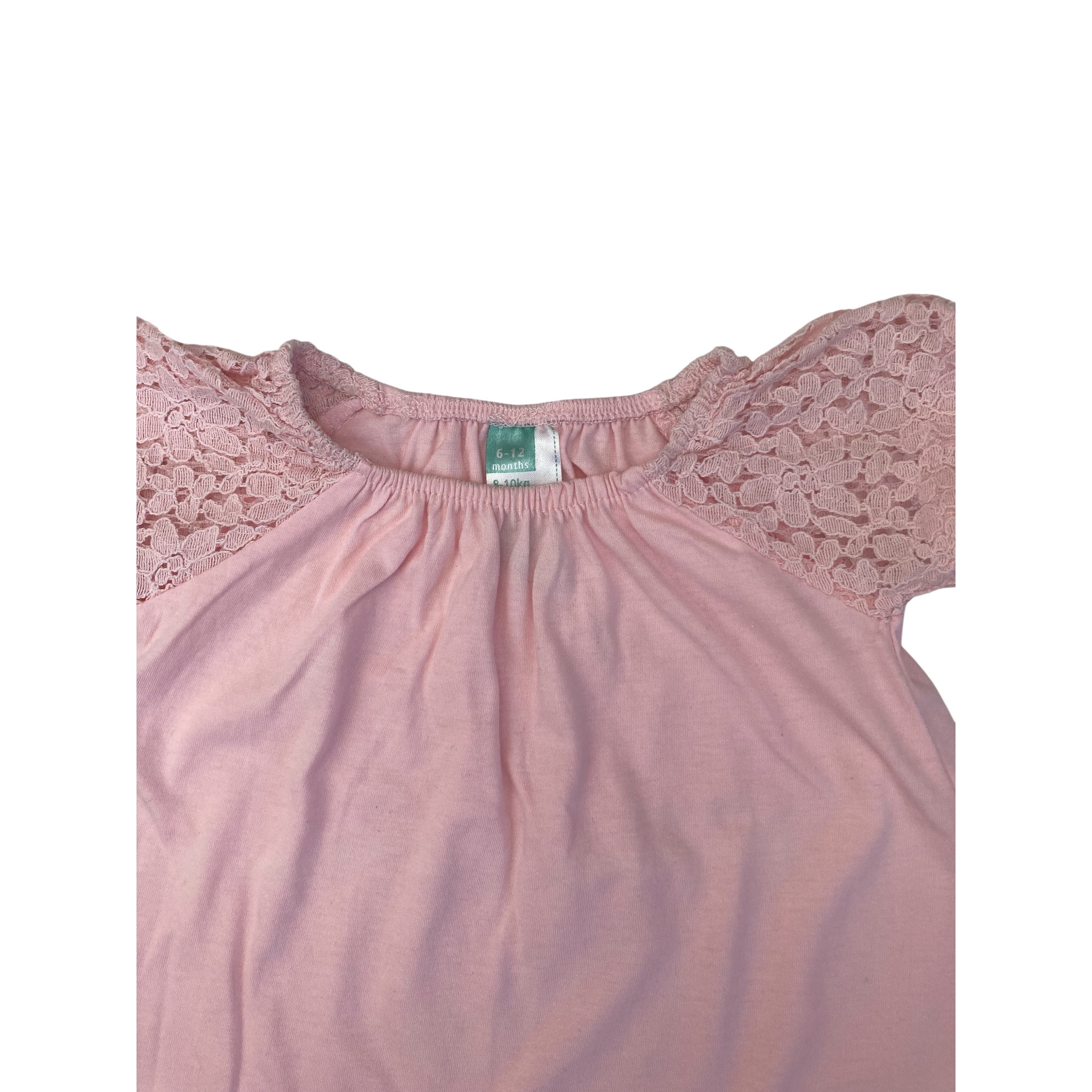 6-12M Pink Lace Sleeve Peasant Top - Ackermans