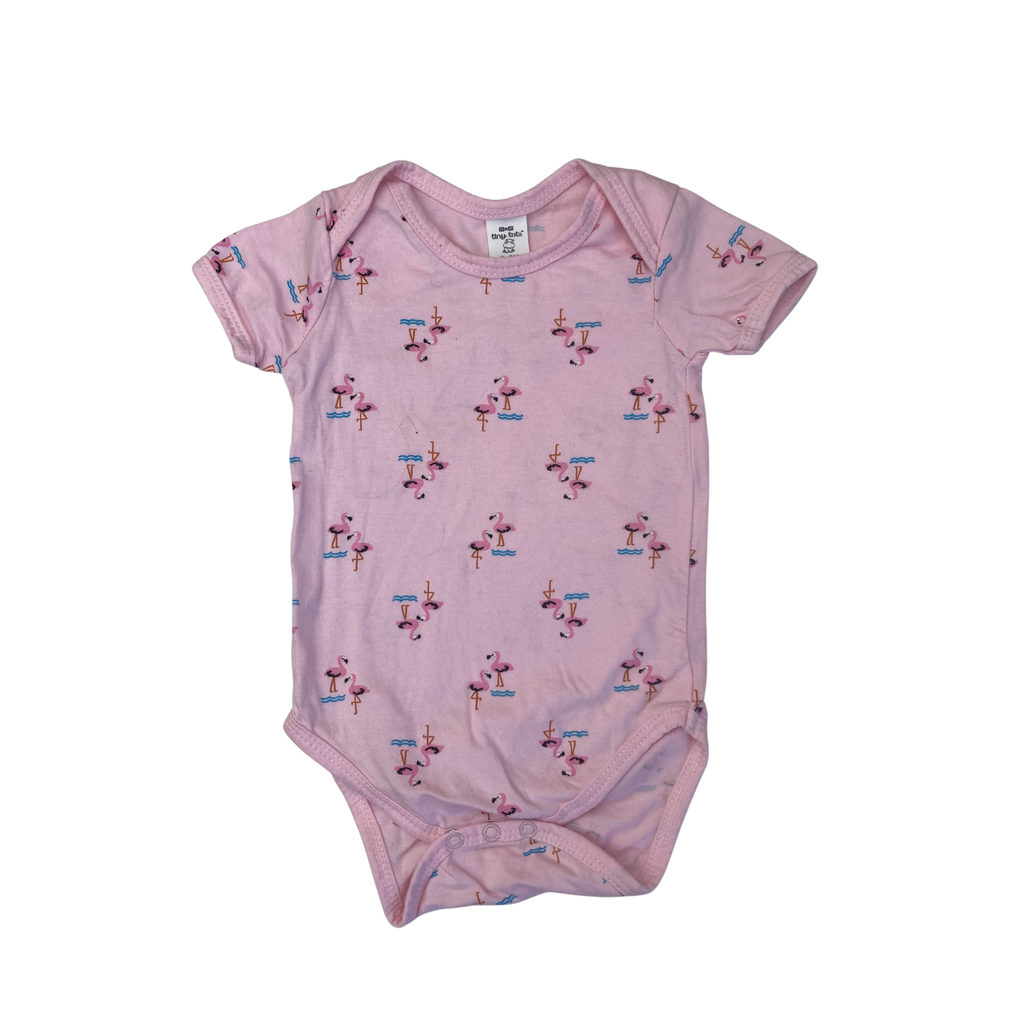 0-3M Pink Flamingo Bodysuit - Tiny Tots