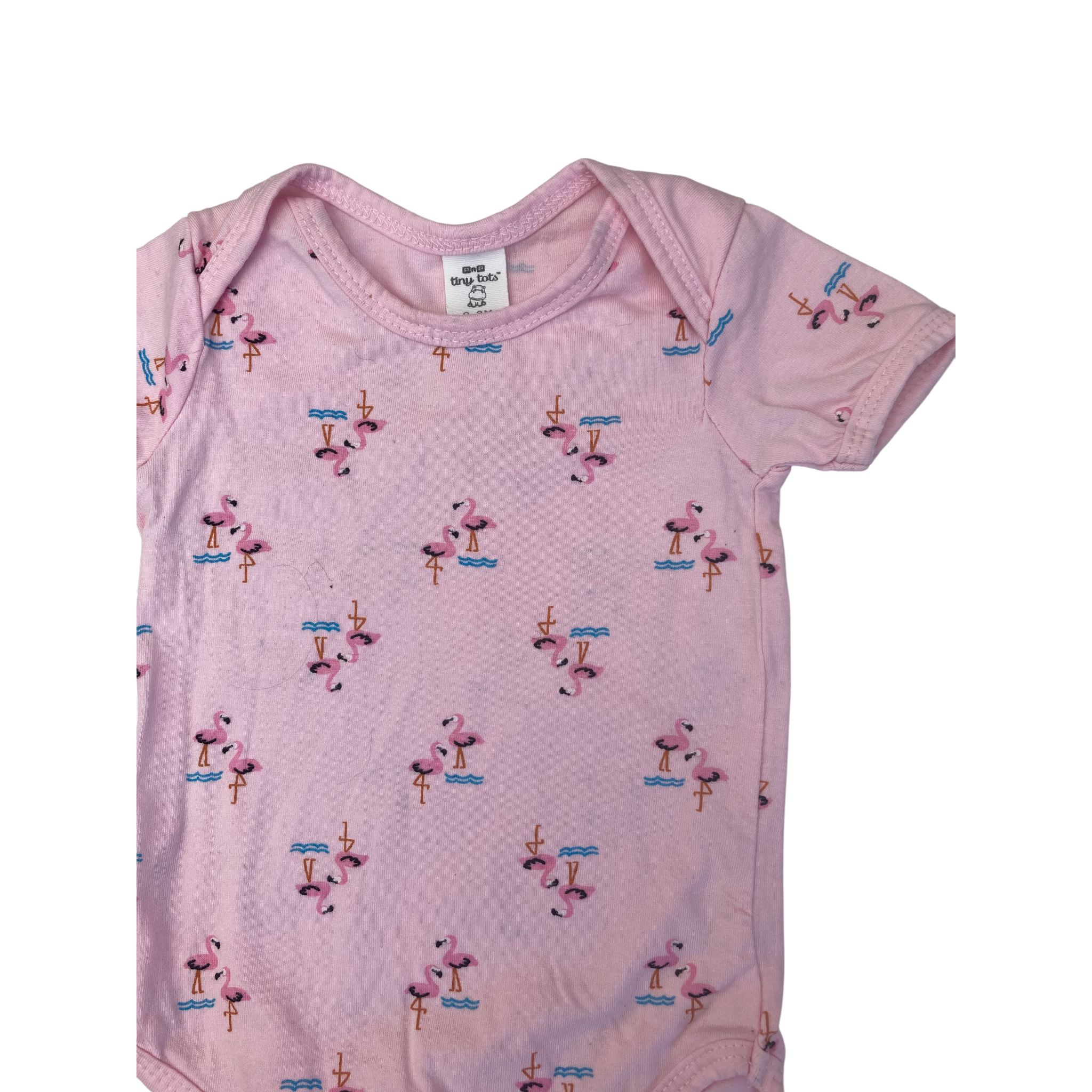 0-3M Pink Flamingo Bodysuit - Tiny Tots