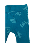 3-6M Teal "Let's Play" Cuffed Leggings - Woolworths