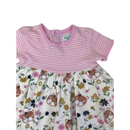 6-12M Pink & Cream Stripe & Floral Organic Cotton Dress - Lilly + Sid
