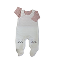 0-3M Pink Bodysuit & White Quilted Cat Overall Onesie - Ackermans