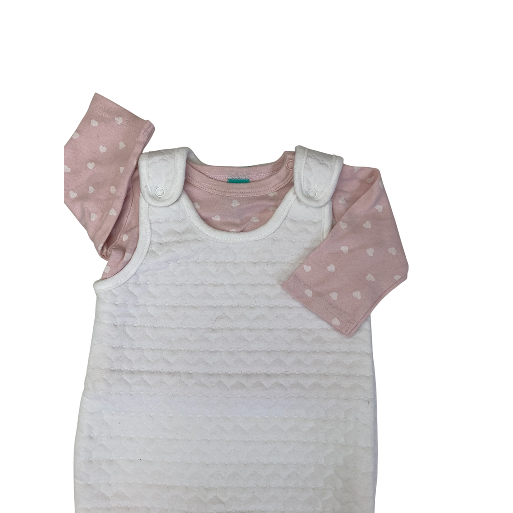 0-3M Pink Bodysuit & White Quilted Cat Overall Onesie - Ackermans
