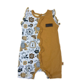 3-6M Mustard Yellow & White Flower Ruffled Romper - Hooligans