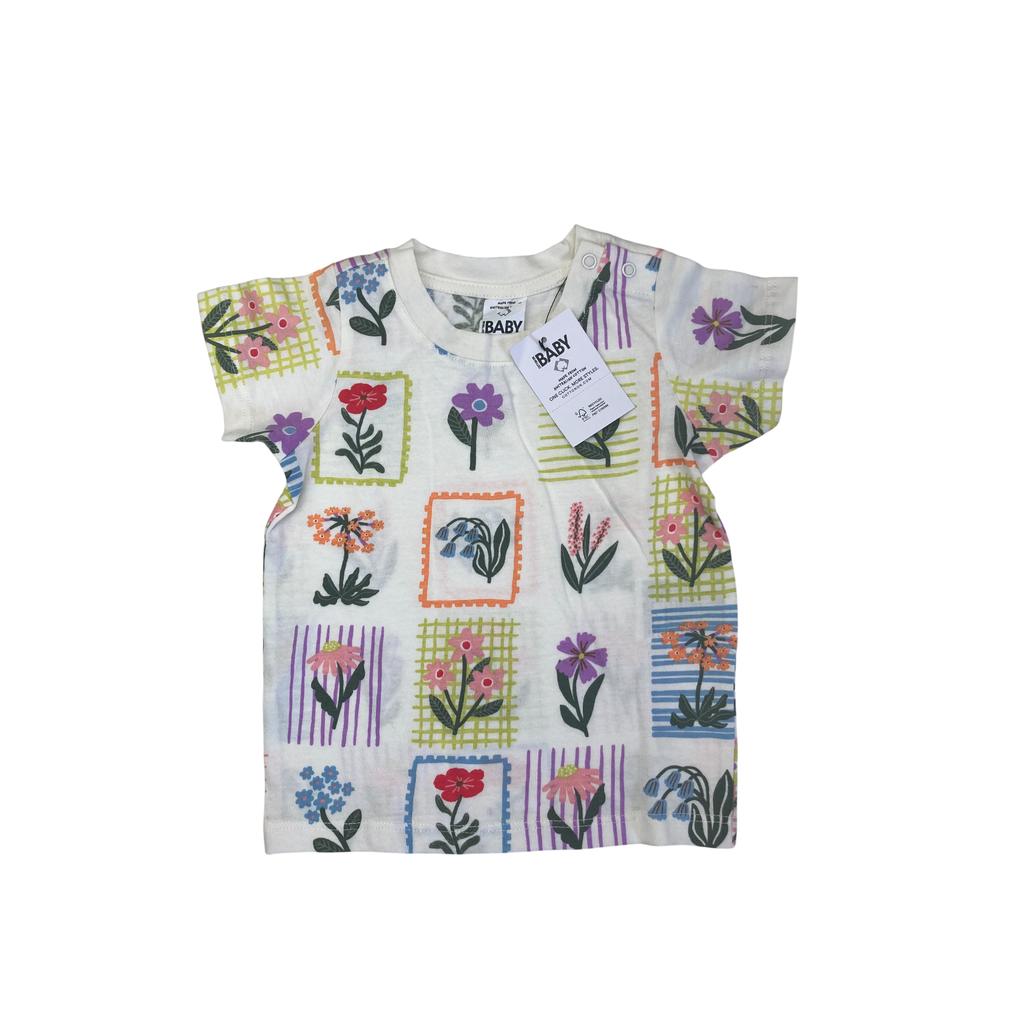 3-6M Cream Jamie Floral Stamp T Shirt - Cotton On