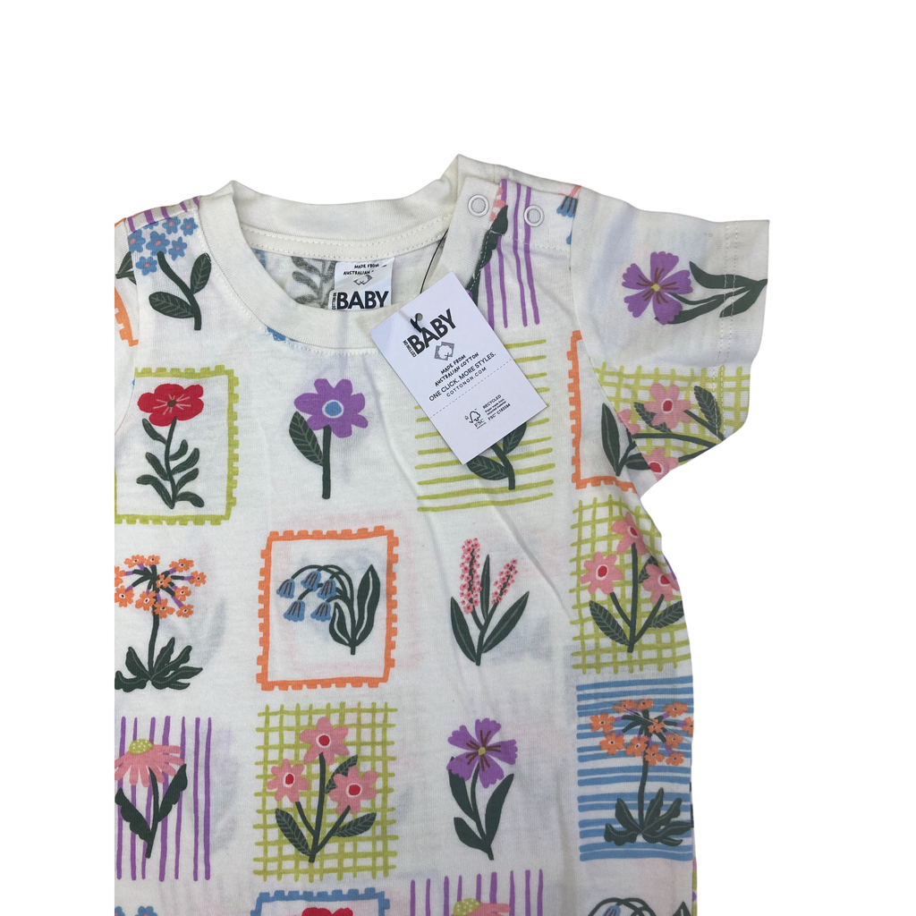 3-6M Cream Jamie Floral Stamp T Shirt - Cotton On