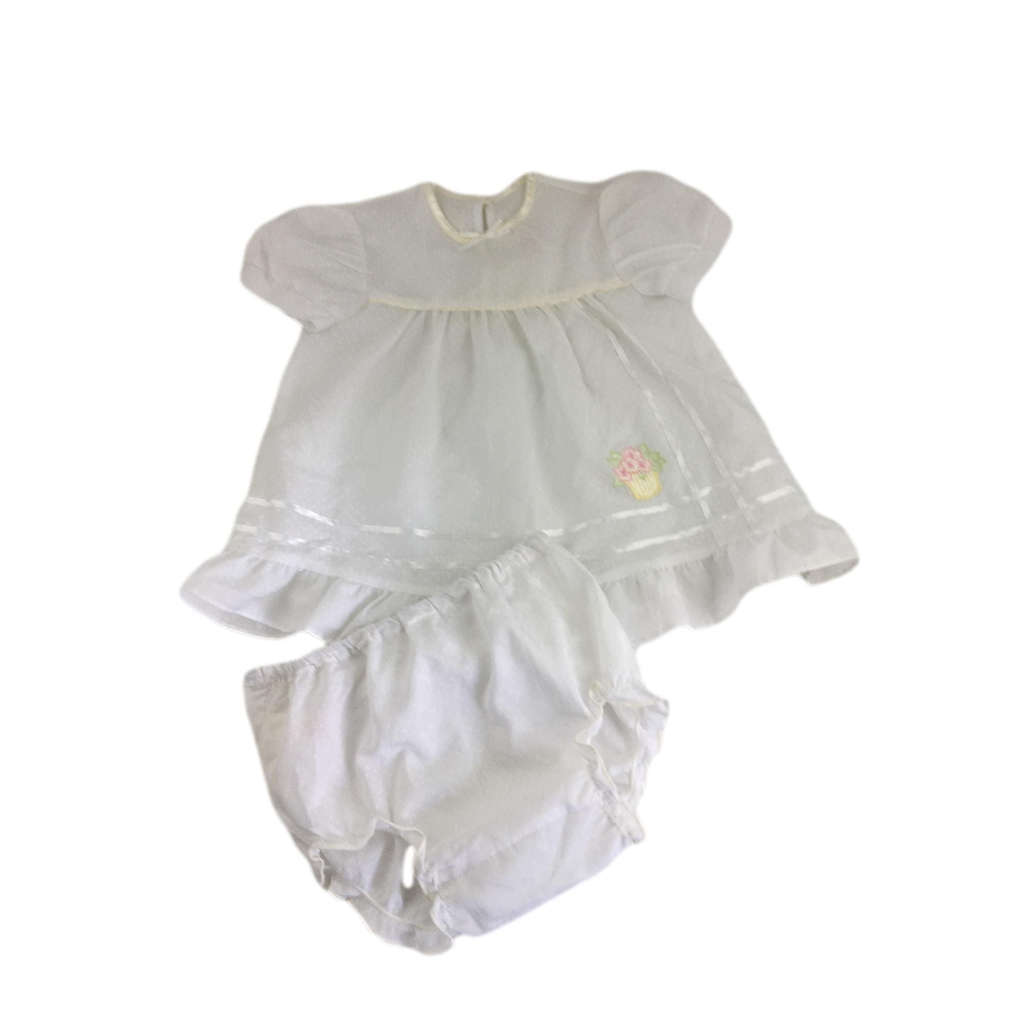 3-6M White Dotted Chiffon Tunic & Bloomer - Woolworths