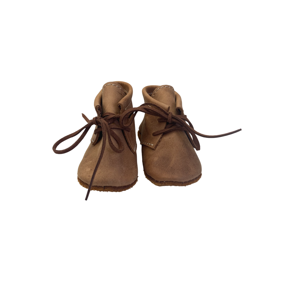 3-6M Tan Soft Leather Lace Up Soft Soles