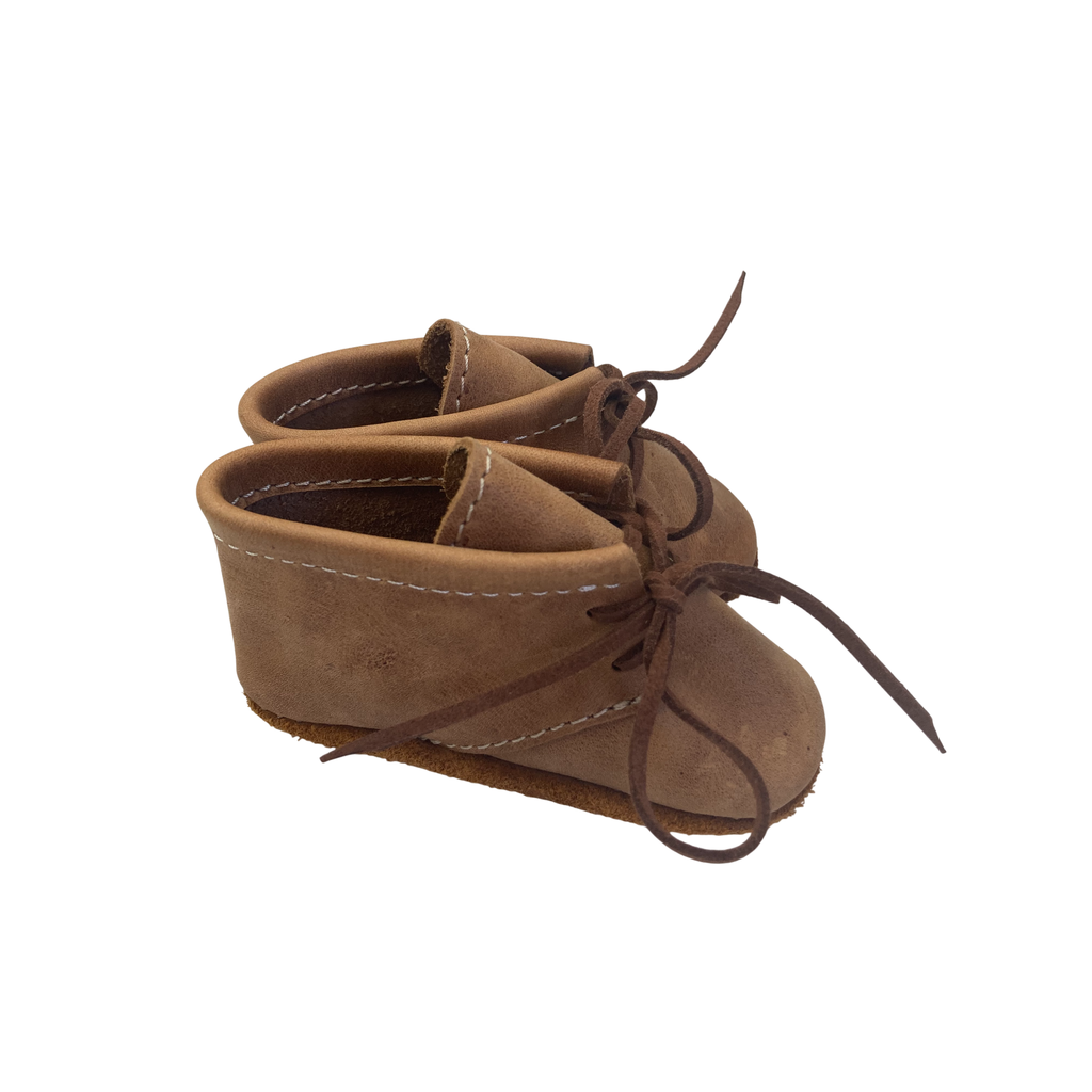 3-6M Tan Soft Leather Lace Up Soft Soles
