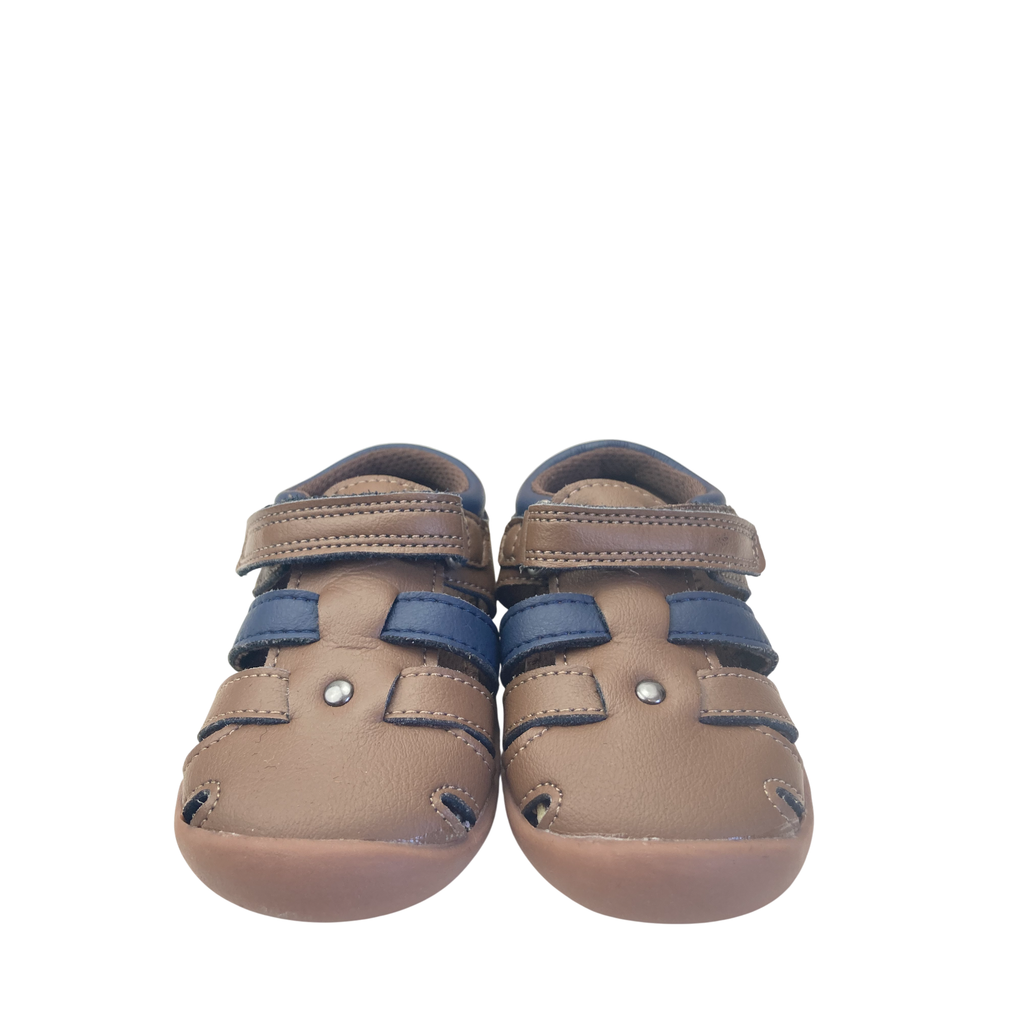 Size 4 - Brown & Navy Blue Leather Walkmates Sandals - Woolworths