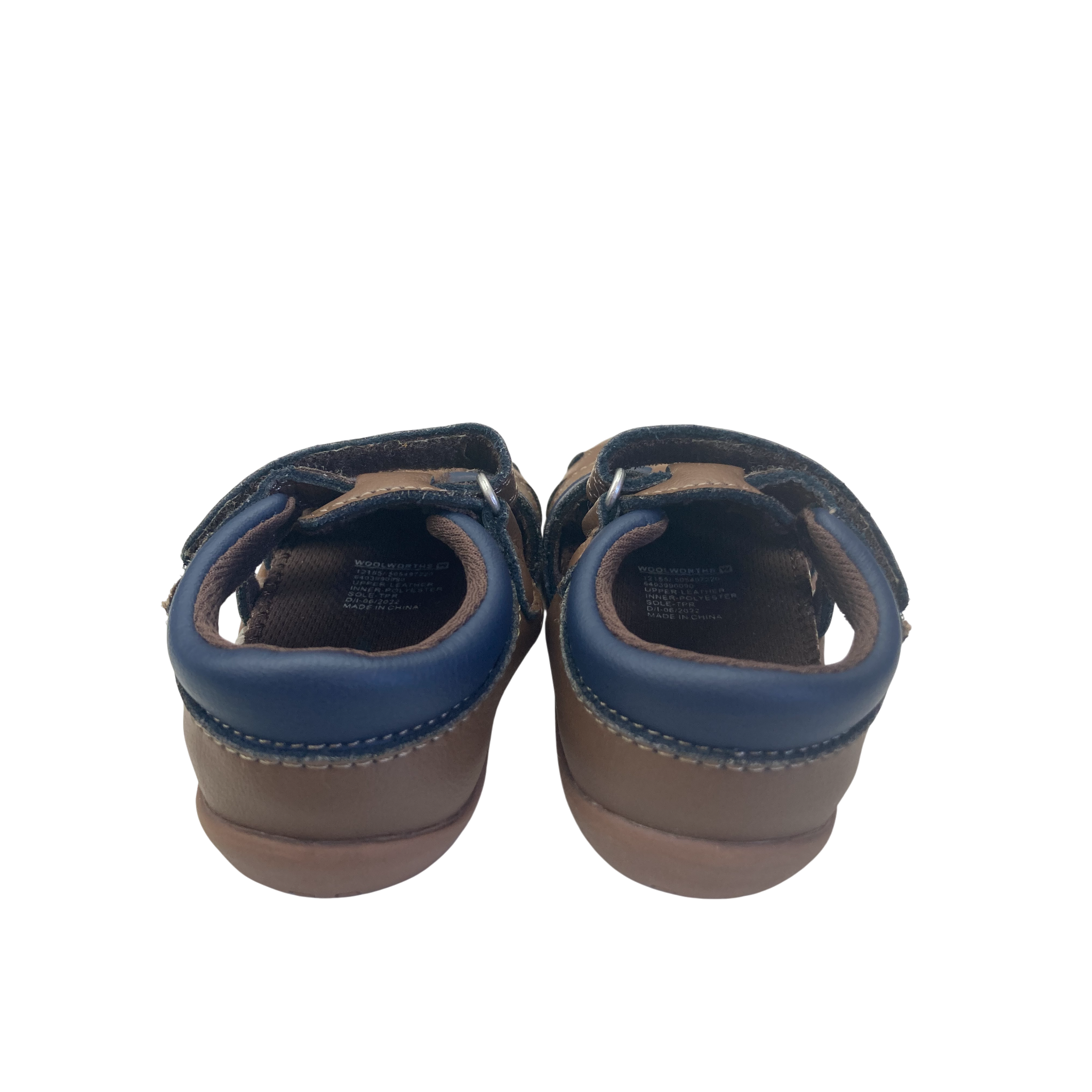 Size 4 - Brown & Navy Blue Leather Walkmates Sandals - Woolworths