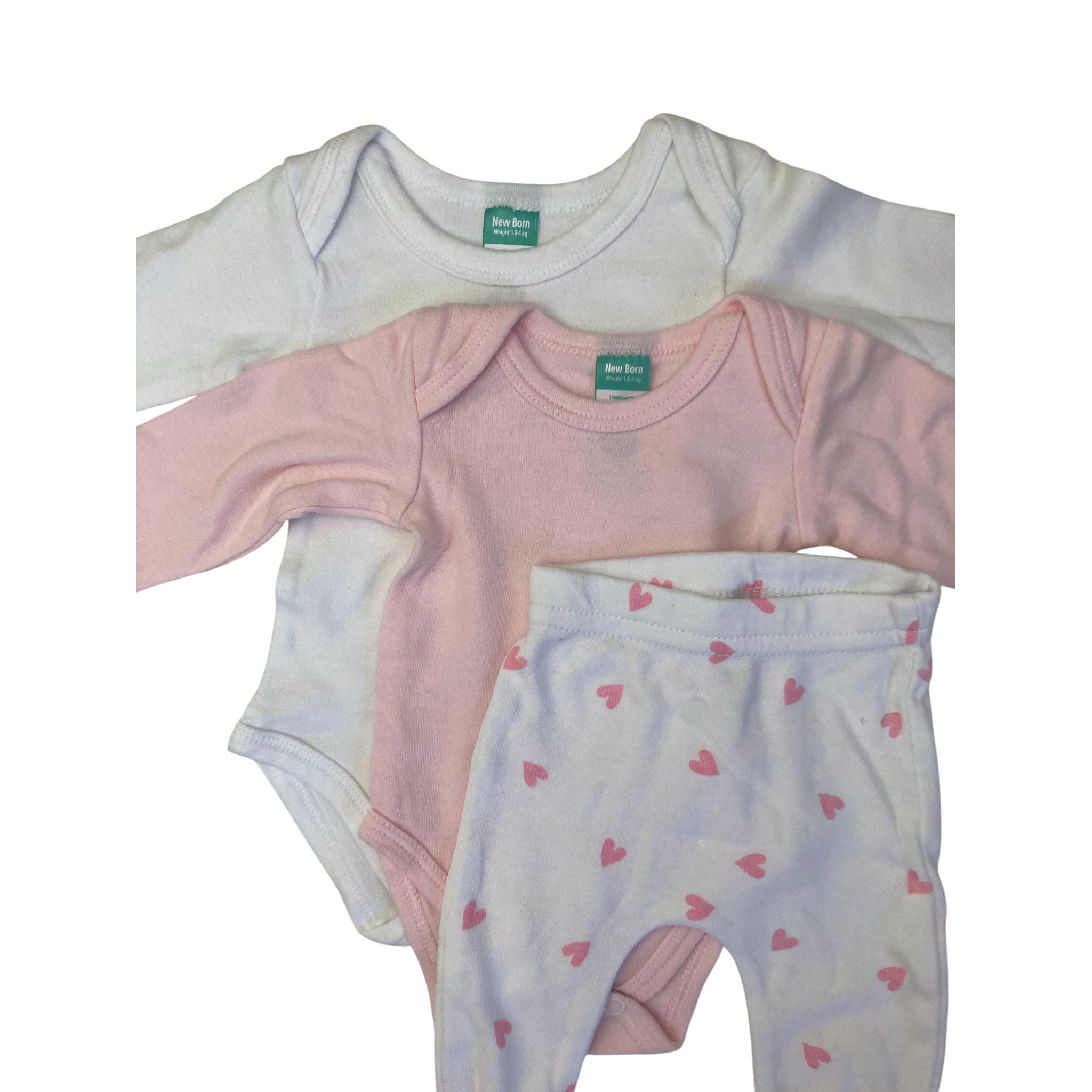 Newborn White & Pink Long Sleeve Bodysuits & Leggings - Ackermans