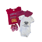 0-3M Pink Front Tie Top, Bodysuits & Fabric Shoes - Ackermans, Cuddlesome