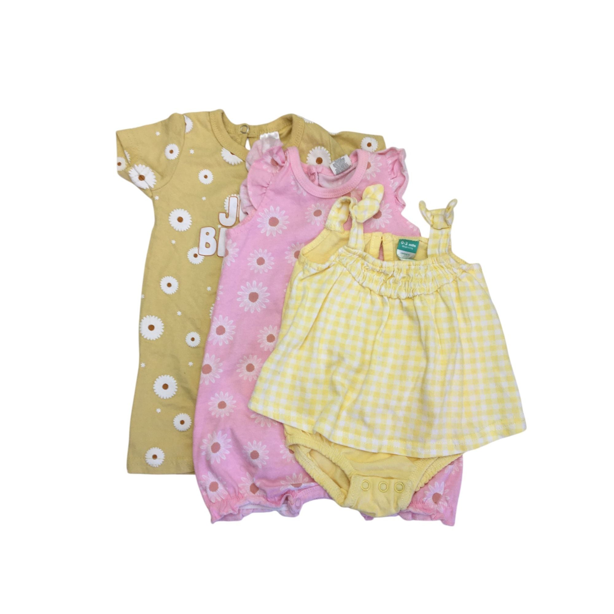 0-3M Yellow & Pink Floral Rompers - Tiny Tots, Ackermans