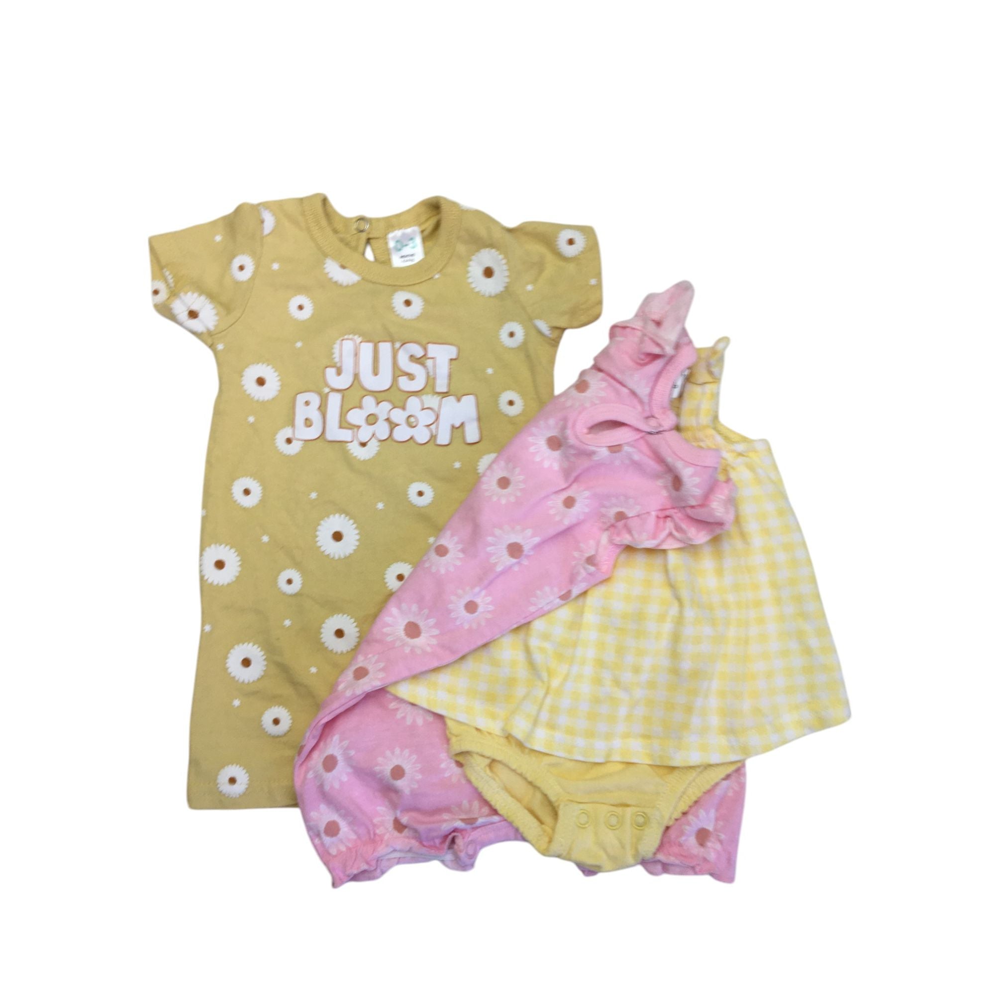 0-3M Yellow & Pink Floral Rompers - Tiny Tots, Ackermans