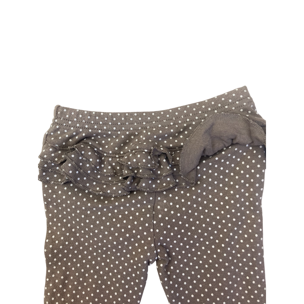 0-3M Brown & White Dotted Ruffled Leggings - Carter's
