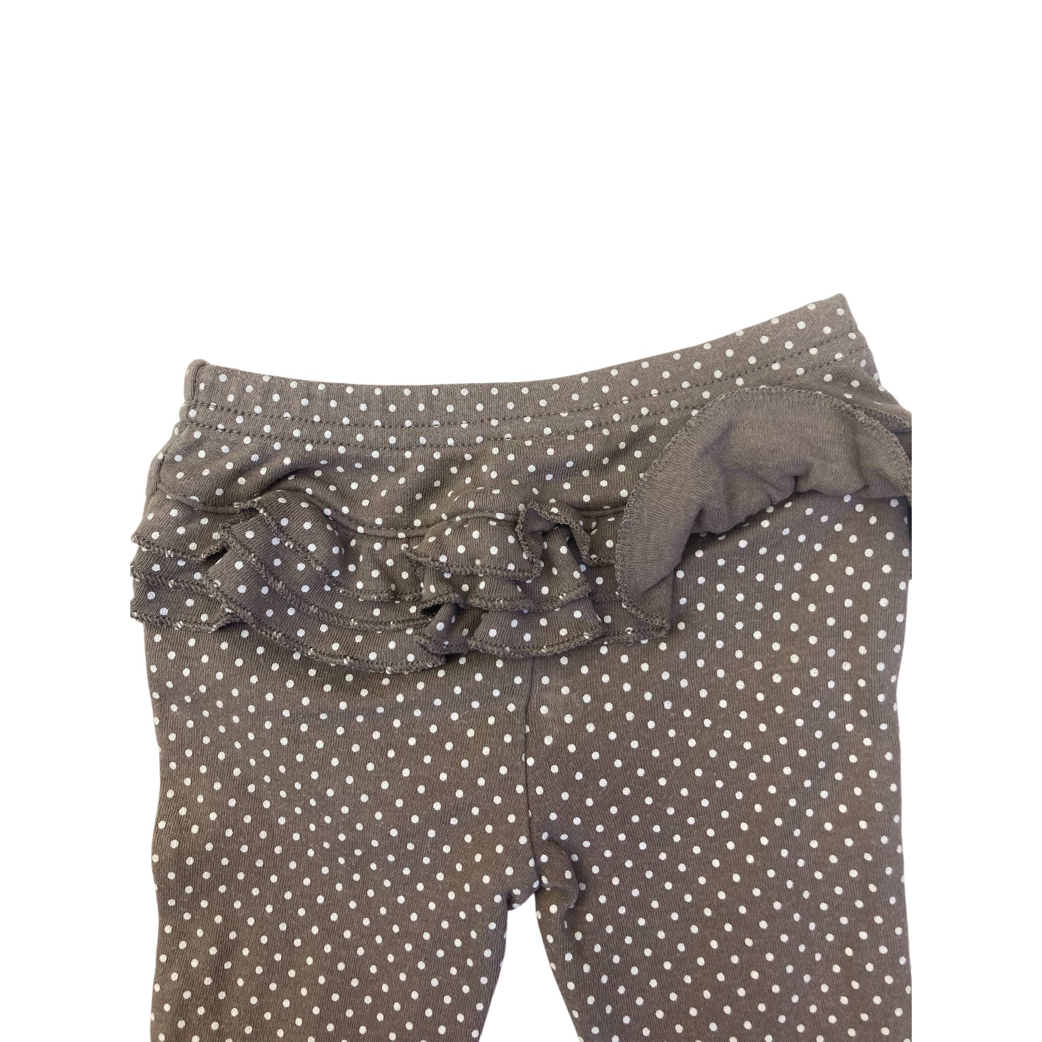 0-3M Brown & White Dotted Ruffled Leggings - Carter's