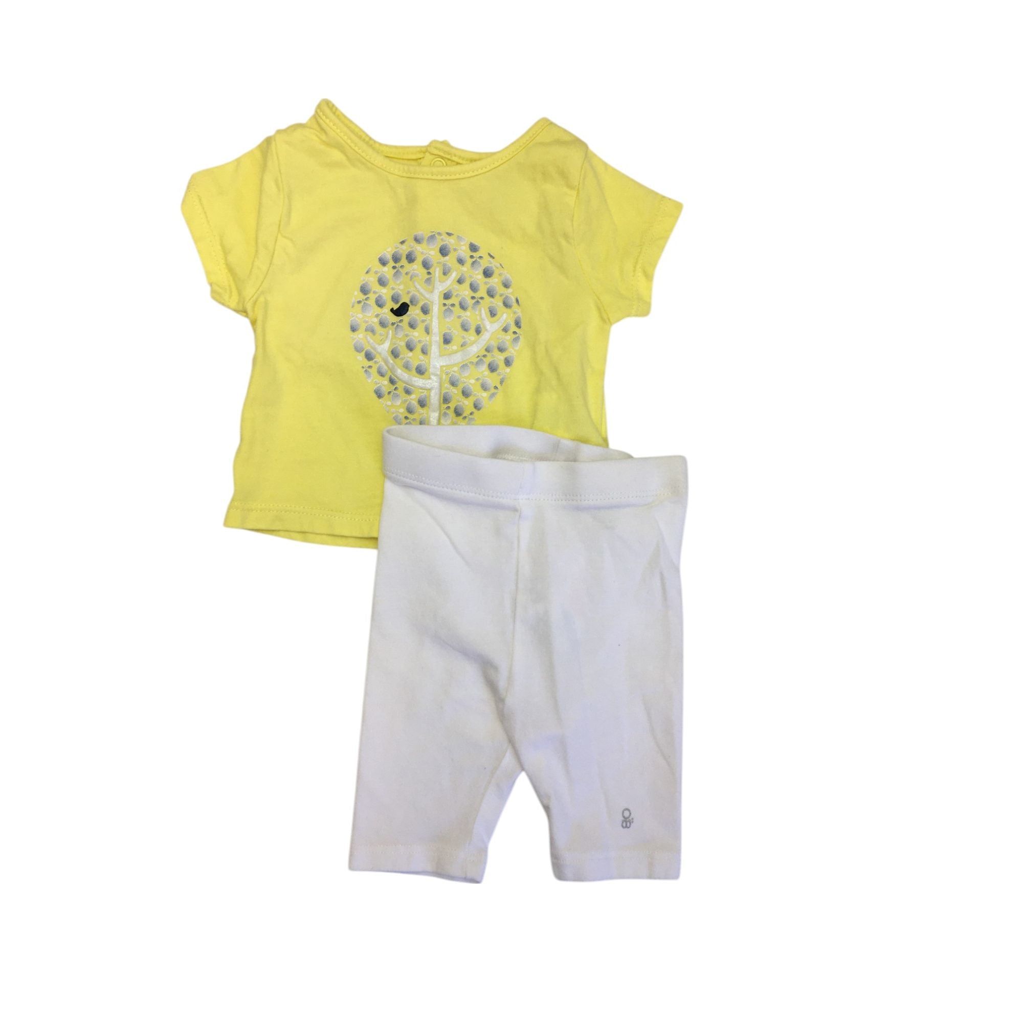 1M White Leggings & Yellow Tree T Shirt - Obaibi