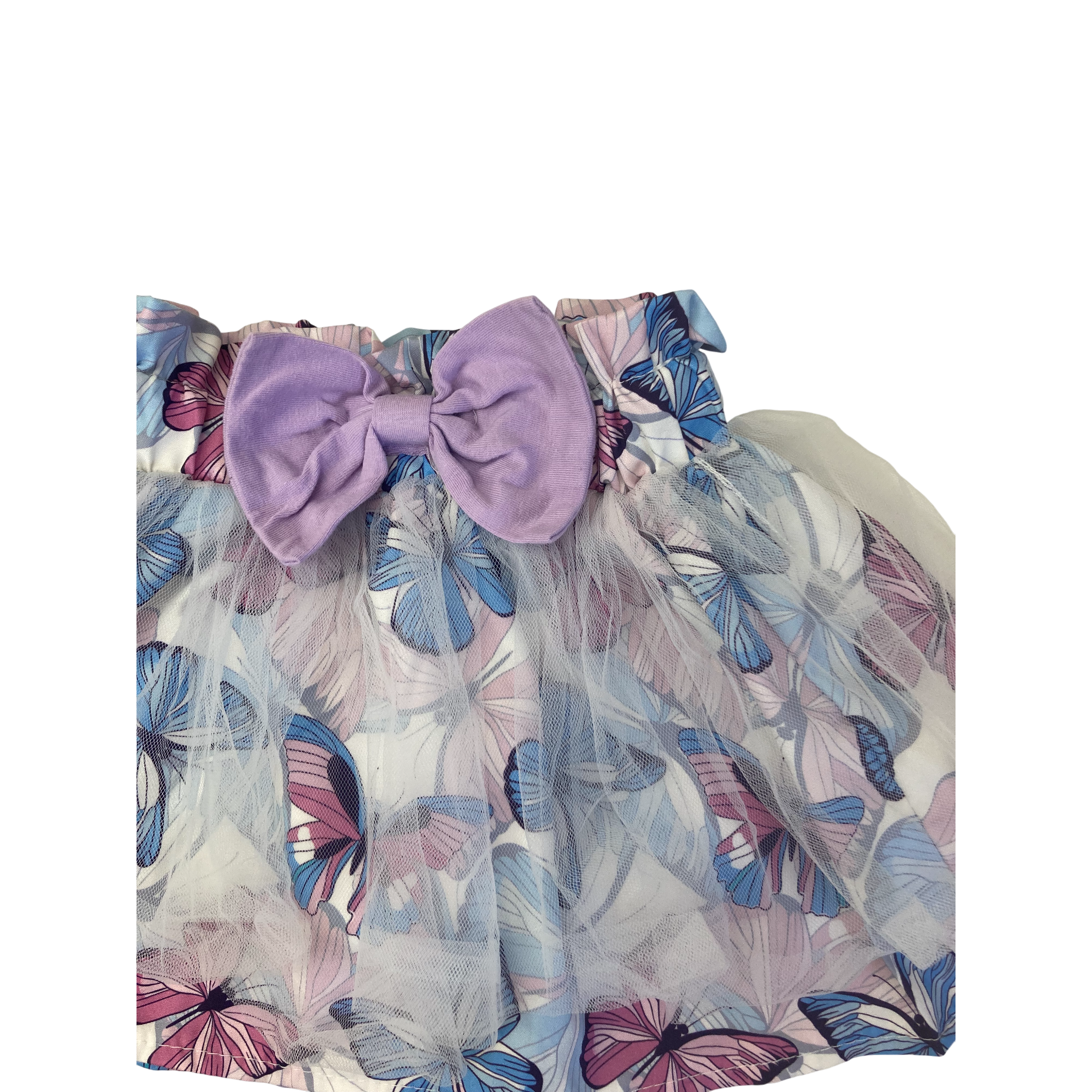 0-3M Purple & Blue Butterfly Tulle Overlap Skirt